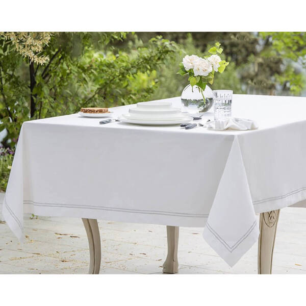 Gül Güler 2 Sıra Pikolu Masa Örtüsü 180x280 Silver - 1