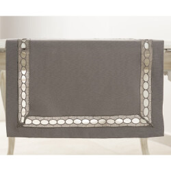 Gül Güler Dantelli Masa Bandı Pamina 50x180 Antrasit - Gül Güler