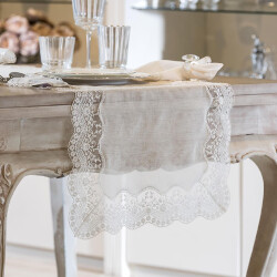 Gül Güler Dantelli Masa Bandı Papatya 50x180 - Gül Güler