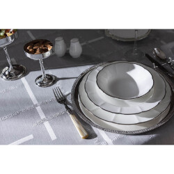 Gül Güler Desenli Masa Örtüsü Trendy 180x280 Gri - 2
