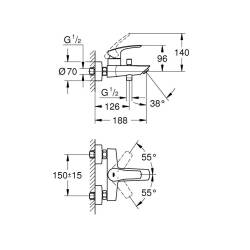 Grohe Eurosmart Tek Kumandalı Banyo Bataryası 33300003 - 4