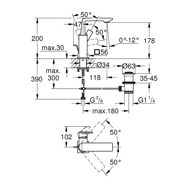 Grohe Allure Tek Kumandalı Lavabo Bataryası M-Boyut 32757001 - 5