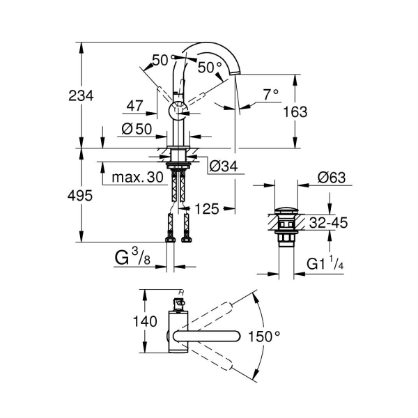 Grohe Atrio Lavabo Bataryası M-Boyut 24363DA0 - 3