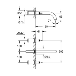 Grohe Atrio Private Collection 3 Delikli Duvardan Lavabo Bataryası M-Boyut 20587000 - 3