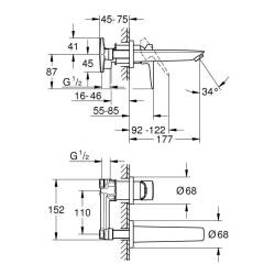 Grohe Bauedge İki Delikli Lavabo Bataryası 20474001 - 5