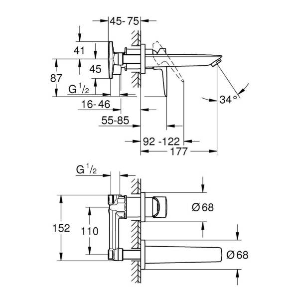 Grohe Bauedge İki Delikli Lavabo Bataryası 20474001 - 5