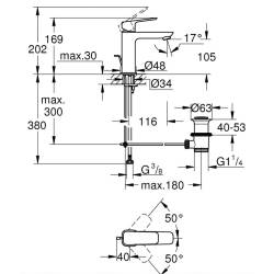 Grohe Cubeo Lavabo Bataryası M-Boyut Krom 1017490000 - 3