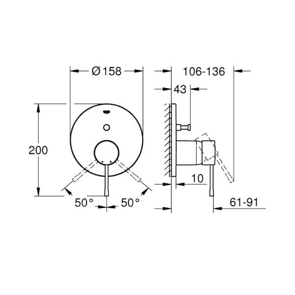 Grohe Essence Ankastre Banyo Bataryası 2 Çıkışlı 24058DL1 - 4