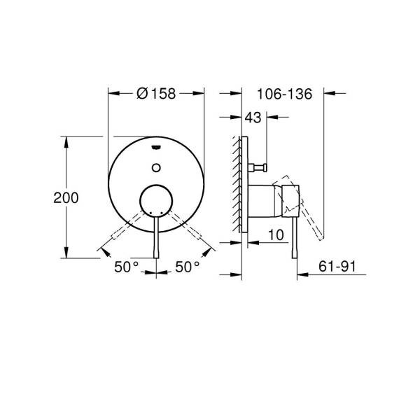 Grohe Essence Ankastre Banyo/Duş Bataryası Brushed Hard Graphite 24167AL1 - 4