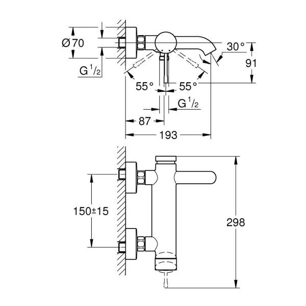 Grohe Essence Tek Kumandalı Banyo Bataryası 25250KF1 - 3