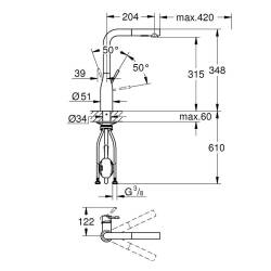 Grohe Essence Tek Kumandalı Eviye Bataryası 30504000 - 3