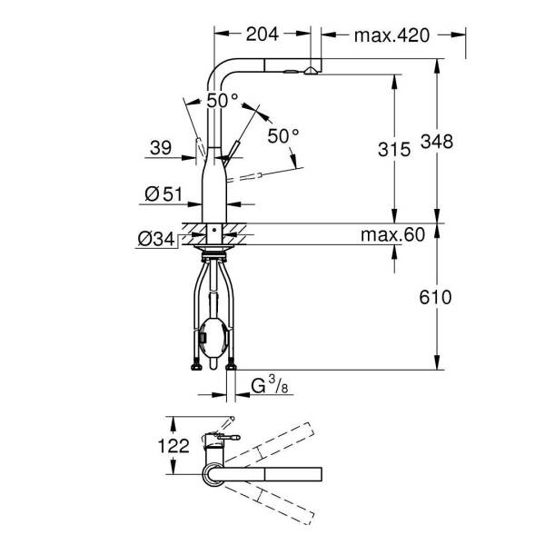 Grohe Essence Tek Kumandalı Eviye Bataryası 30504000 - 3