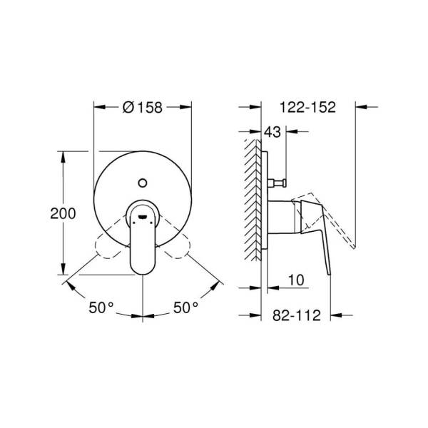 Grohe Eurosmart Cosmopolitan Ankastre Banyo/Duş Bataryası 2 Çıkışlı 24045000 - 4