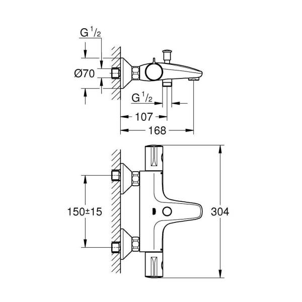 Grohe Grohtherm 800 Termostatik Banyo Bataryası Mat Siyah 1022032430 - 3