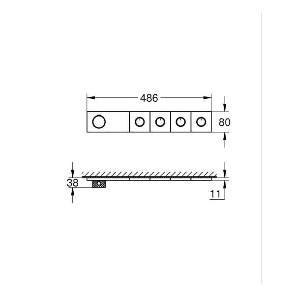 Grohe Grohtherm Aqua Tiles 4 Valfli Akış Kontrollü Ankastre Termostatik Duş Bataryası Br. Cool Sunrise 106867GN00 - 5