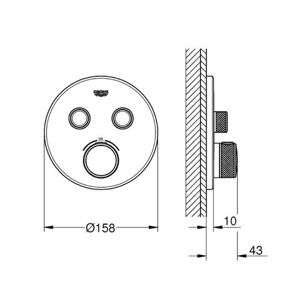 Grohe Grohtherm SmartControl Ankastre Termostatik Banyo/Duş Bataryası 2 Yollu 29119A00 - 3