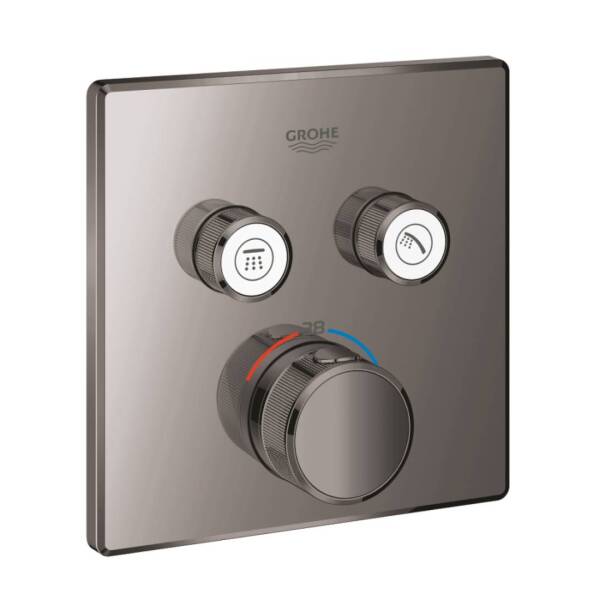 Grohe Grohtherm Smartcontrol Çift Valfli Akış Kontrollü Ankastre Termostatik Duş Bataryası Hard Graphite 29124A00 - 2