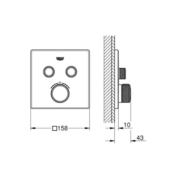Grohe Grohtherm Smartcontrol Çift Valfli Akış Kontrollü Ankastre Termostatik Duş Bataryası Hard Graphite 29124A00 - 3