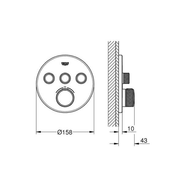 Grohe Grohtherm Smartcontrol Üç Valfli Akış Kontrollü Ankastre Termostatik Duş Bataryası Warm Sunset 29121DA0 - 4