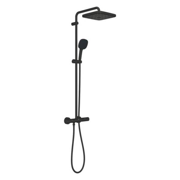 Grohe Tempesta System 250 Cube Duvara Monte Termostatik Bataryalı Duş Sistemi Mat Siyah 266892431 - 2