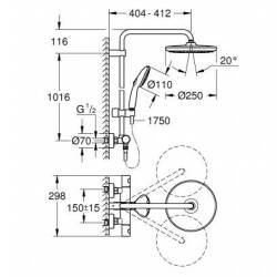 Grohe Tempesta System 250 Duvara Monte Termostatik Bataryalı Duş Sistemi Krom 26670001 - 4