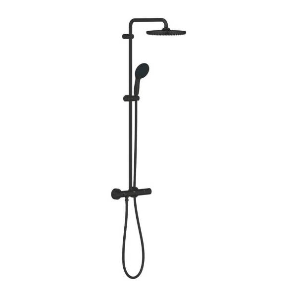 Grohe Tempesta System 250 Duvara Monte Termostatik Bataryalı Duş Sistemi Mat Siyah 266702431 - 1