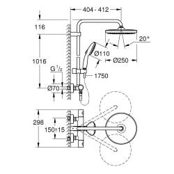 Grohe Tempesta System 250 Duvara Monte Termostatik Bataryalı Duş Sistemi Mat Siyah 266702431 - 5