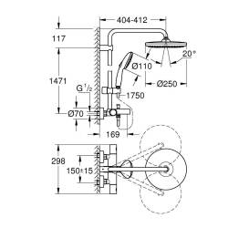 Grohe Tempesta System 250 Duvara Monte Termostatik Bataryalı Duş Sistemi Mat Siyah 266722431 - 5
