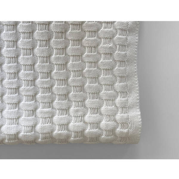 Gül Güler Koltuk Şalı Hasır Örgü 80x120 Beyaz - 1