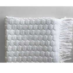 Gül Güler Koltuk Şalı Hasır Örgü 80x120 Beyaz - 2
