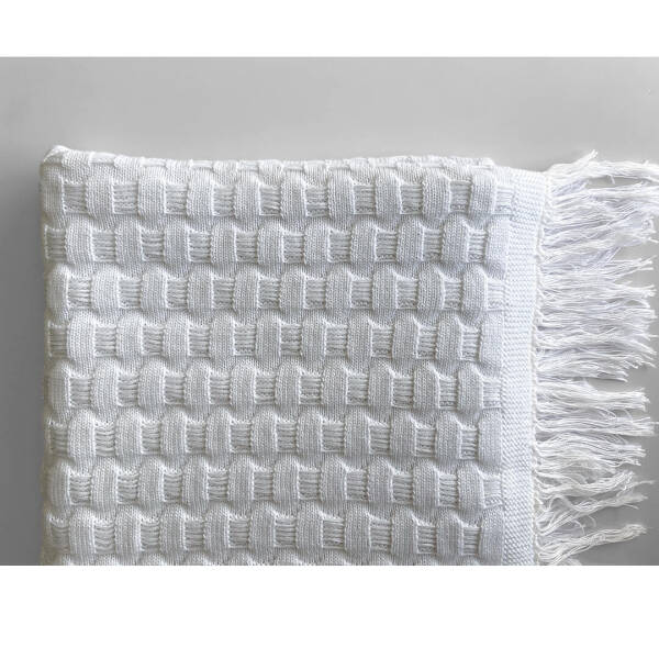 Gül Güler Koltuk Şalı Hasır Örgü 80x120 Beyaz - 2
