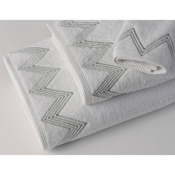 Gül Güler Nakışlı Yüz Havlusu Zigzag Yeşil - 1