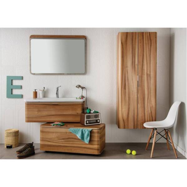 Vitra Nest Trendy Lavabo Dolabı 80 cm Tek Çekmeceli Hareli Doğal Ahşap 56138 - 4