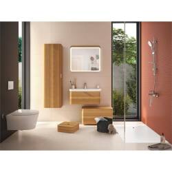 Vitra Nest Trendy Lavabo Dolabı 80 cm Tek Çekmeceli Hareli Doğal Ahşap 56138 - 5