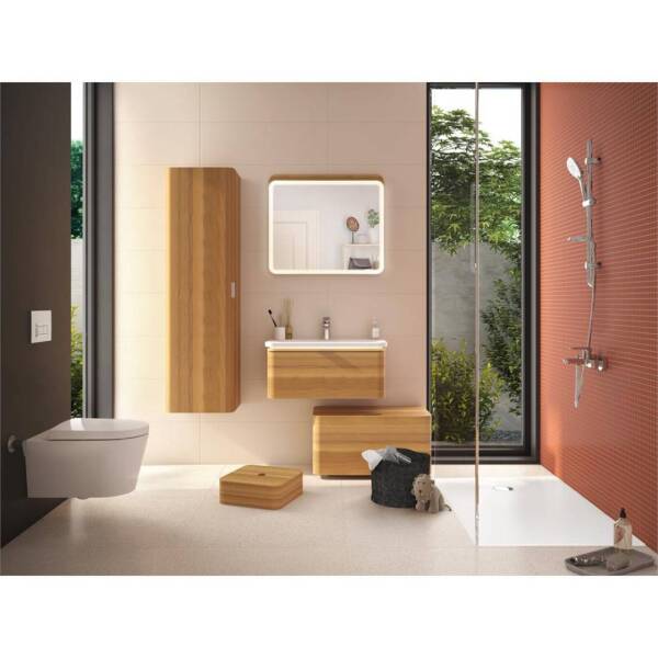 Vitra Nest Trendy Lavabo Dolabı 80 cm Tek Çekmeceli Hareli Doğal Ahşap 56138 - 5