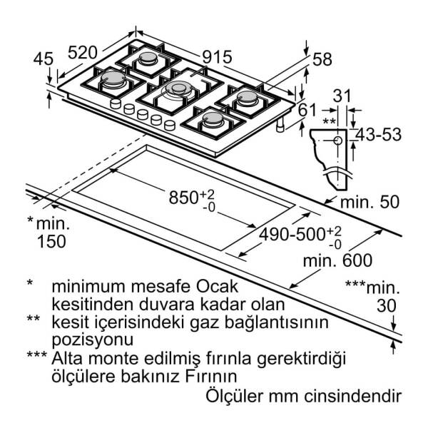 Siemens EP9A6QB90 iQ500 Gazlı Ocak 90 Cm - 8