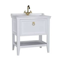 Vitra Valarte Tek Çekmeceli Etajerli Lavabo Dolabı 80 cm Mat Beyaz - 1