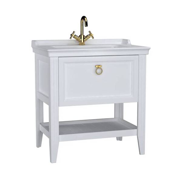 Vitra Valarte Tek Çekmeceli Etajerli Lavabo Dolabı 80 cm Mat Beyaz - 1