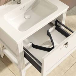 Vitra Valarte Tek Çekmeceli Etajerli Lavabo Dolabı 80 cm Mat Beyaz - 4