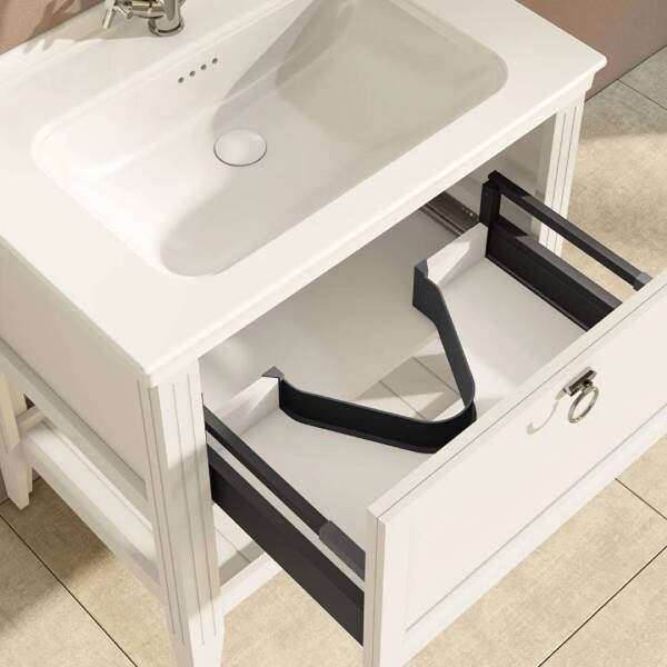 Vitra Valarte Tek Çekmeceli Etajerli Lavabo Dolabı 80 cm Mat Beyaz - 4