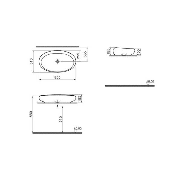 Vitra İstanbul Oval Çanak Lavabo 85 cm 4446B403-0016 - 3
