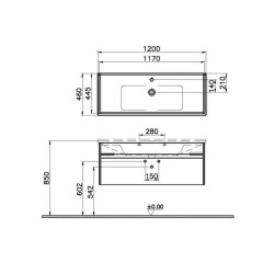Vitra S50+ Lavabo Dolabı 120 cm Parlak Beyaz 54746 - 2